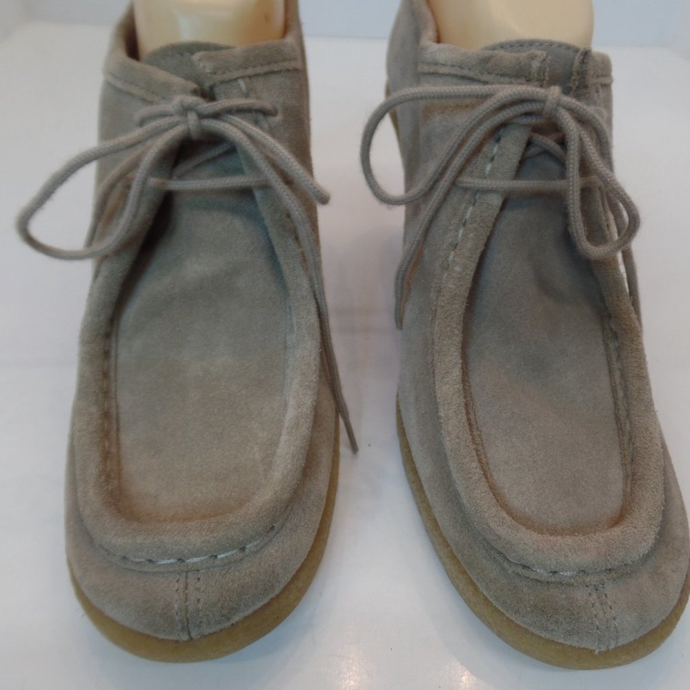 Michael Kors Tan Suede Wedge Lace Up Shoe Rubber Sole Sz 9 - Picture 2 of 12